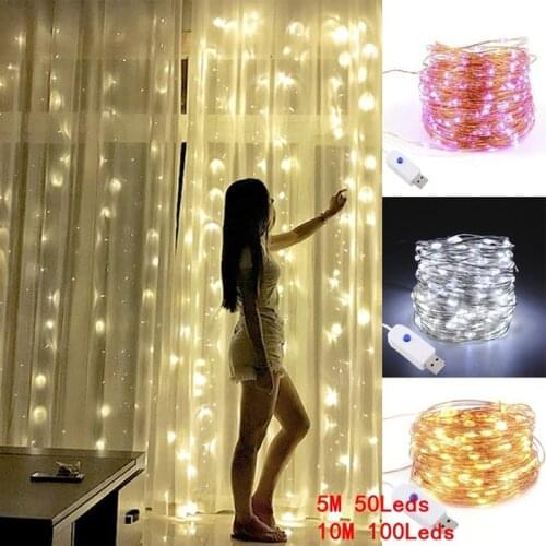 5M 10M USB LED Copper Wire Fairy Starry String Lights Strip Lamp Holiday Lamp Home Wedding Party Christmas Decoration Lighting