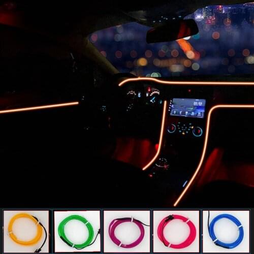 3M EL Wire Car Interior Led Strip Flexible Neon Light Decoration Garland lisence plate Wire Rope Tube Line With USB Driver DIY