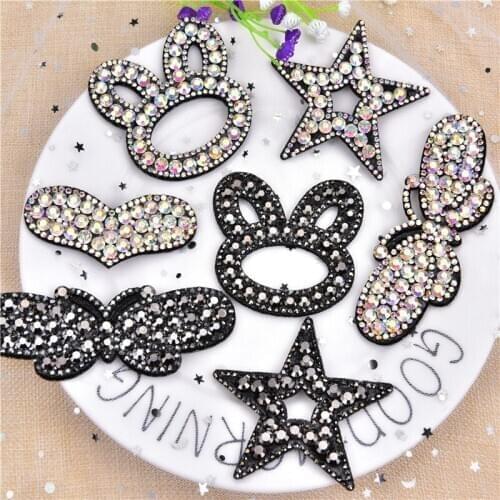 Lovely Bear Motif Hot Fix Ab Rhinestones Heat Transfer Cloth Sticker Iron On Motif Patches Diy Applique For Shoes Dress 50Pcs