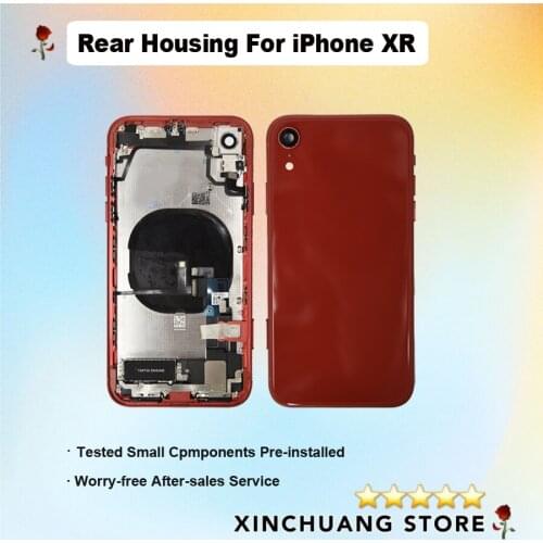 Premium Quality Rear Housing Assembly For iPhone XR with Mid Frame Rear Glass Sim Tray CameraLens with Frame with Flex and Parts