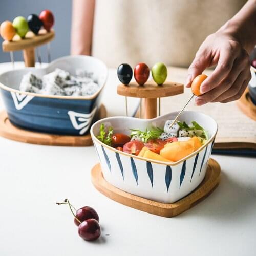 Japan-style creative personality fruit bowl love-shape vegetable salad bowl household creative dessert bowl and cutey snack dish
