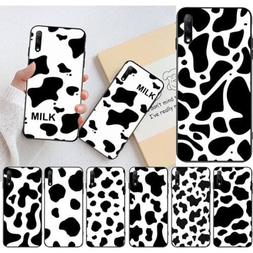 YJZFDYRM Cow Print Black White Soft Phone Case Capa for Huawei Honor 30 20 10 9 8 8x 8c v30 Lite view pro