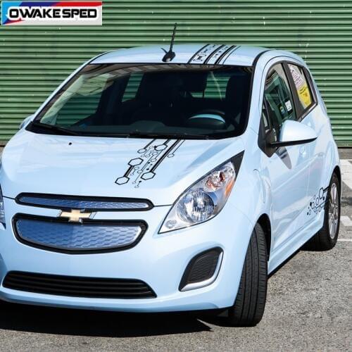 1set Car Whole Body Stickers For Chevrolet Spark 2011-18 Geometric square Grahpices Auto Hood Roof Door Side Decor Decals