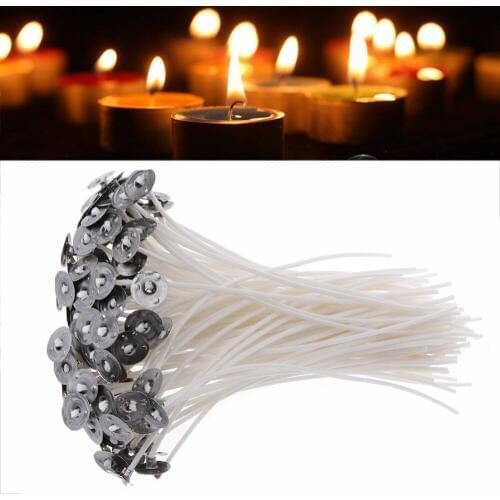 100Pcs 12cm 15cm Candle Wicks Cotton Core Pre Waxed With Sustainers For Candle Making