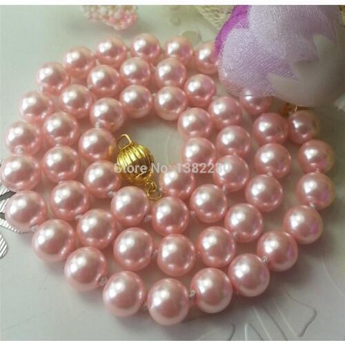 2015 Fashion New Style! 8mm Powder shell pearls necklace jewelry 18 inches JT6479
