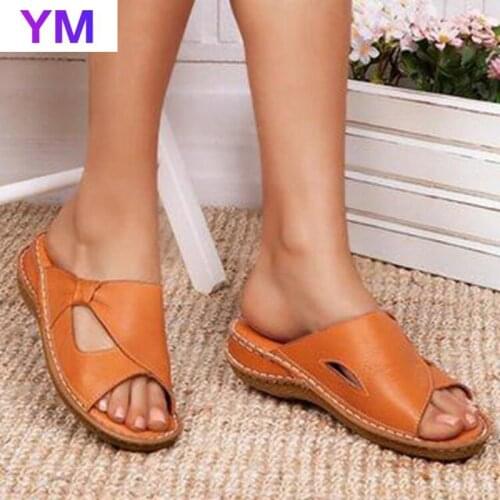 2021 New Summer Ladies Slippers Wedge Sandals Soild Open Toe Beach Sandals Ladies Platform Shoes Outdoor Slippers For Women 43