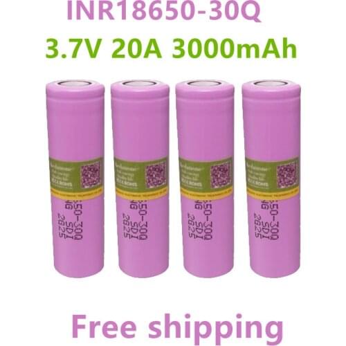 2021New made in Korea18650 3000mAh 20A discharge INR18650-30Q 3.7v 18650 battery 3.7V rechargable Battery+free shipping