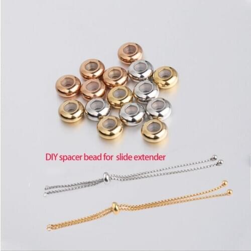 30pcs/Lot Stainless Steel DIY 8mm Spacer Beads With Rubber Core Inside Positioning Stopper Accessories 3 Colors