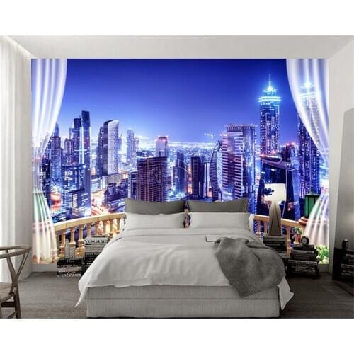 Beibehang 3D Wallpaper 3D Modern City Landscape Mural Living Room Bedroom TV Background Murals photo wallpaper for walls 3 d