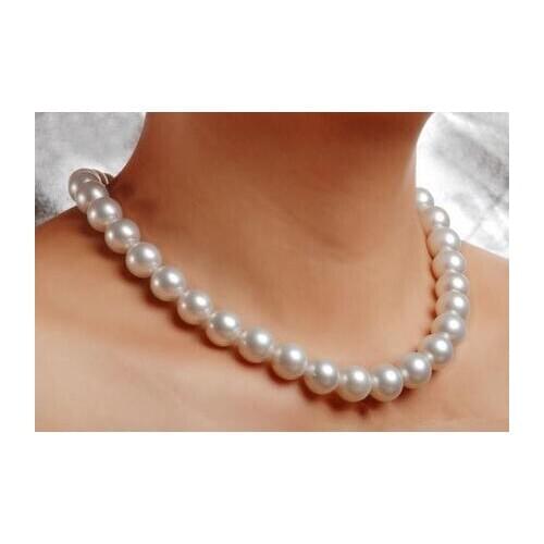 >>>>noble jewelry AAA 9-10mm natural Australian south seas white pearl necklace 14K gold