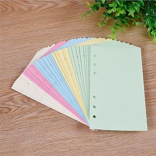Colorful A5/A6 Loose Leaf Notebook Inner Pages 6 Holes Blank Line Planner Notepad Binder Inner Core Paper