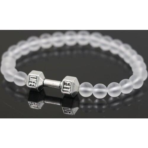 BPPCCR Crystal Matte beads Bracelet Men women Dumbbell Bracelet Chakra Yoga cristal stone Bracelet Reiki pulseira feminina