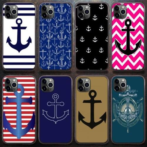 PENGHUWAN Nautical Tattoo blue Anchor Art Pattern Cell Phone Case for iPhone 8 7 6 6S Plus X 5S XR 11 12 Pro mini pro XS MAX
