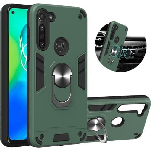For Motorola G8 Power Plus G6 E5 Play E7 Case Armor Magnetic Car Ring Phone Cover Moto One Hyper Macro P40 Power Back Case Coque