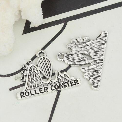 DoreenBeads Fashion Women Trendy Jewelry Zinc Based Alloy Charms Roller Coaster Silver Color 24mm x 18mm, 10 PCs