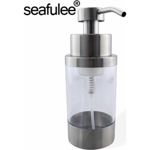 304 Stainless Steel Foaming Soap Liquid Dispenser Pump Bottle Bathroom Kitchen Countertop Refillable Accessory Acrylic 250ML