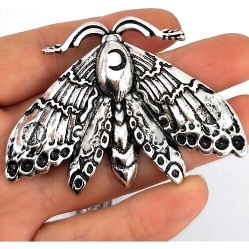 Hzew 50 pcs Animal moth accessories skull head moth pendant