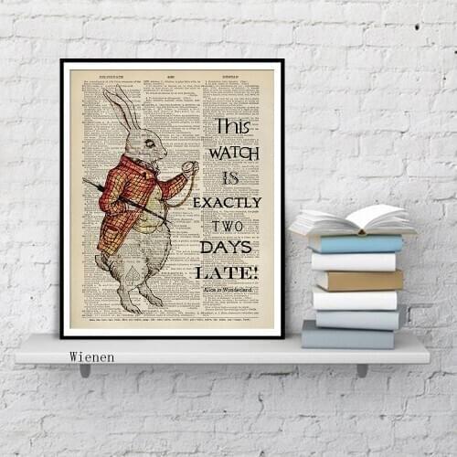 Alice In Wonderland Vintage Art Posters and Prints Wall Art Canvas Painting Picture for Living Room Bedroom Decor Frameless