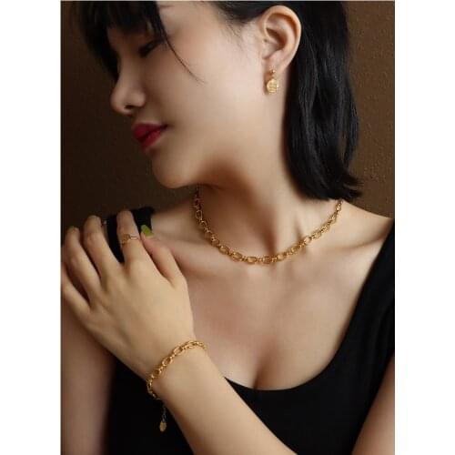Fashion Stainless Steel Necklace Bracelet Set Hand Make Jewelry Conjuntos De Mujer Elegante Girl Gifts
