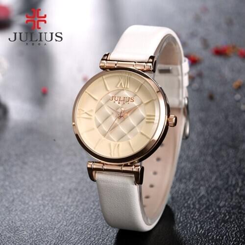 Lady Womens Watch Japan Quartz Hours Fashion Clock Checkboard Dress Bracelet Leather Girl’s Birthday Gift Julius No Box