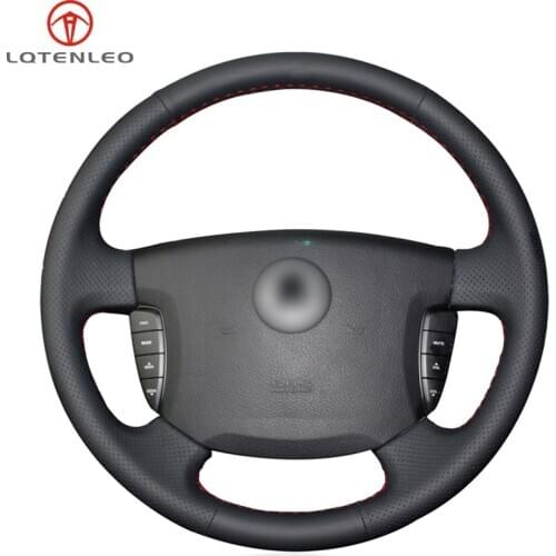 LQTENLEO Black Genuine Leather DIY Hand Sew Car Steering Wheel Cover For Ssangyong Actyon Kyron
