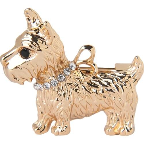 Lovely Dog Animal Metal Brooch Alloy Rhinestone Gold Corsages Badges for Women Men Kids Lapel Collar Pin Jewelry Accessories