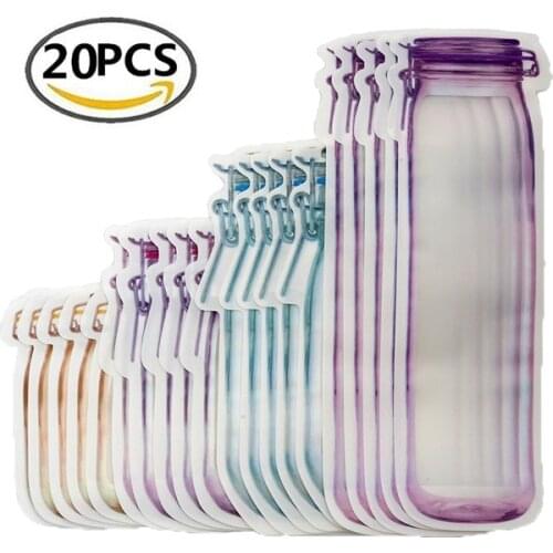 Reusable Mason Jar Bottles Bags Nuts Candy Cookies Bag Seal Fresh Food Storage Snacks Zipper Sealed Kitchen Organizer
