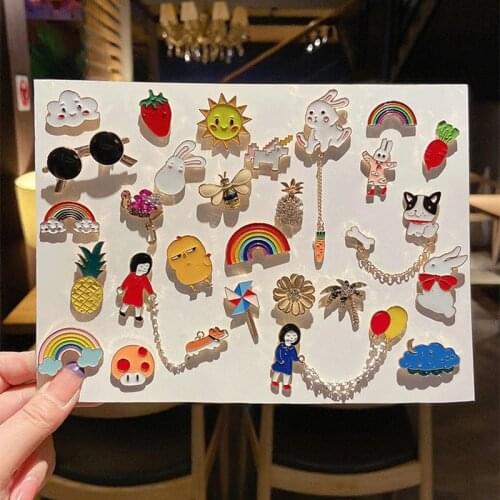 Fashion Cute cartoon Brooch Pins Fruits Food Mix Brooches Badges Backpack Cute Pins Gifts For Friends Wholesale Jewelry
