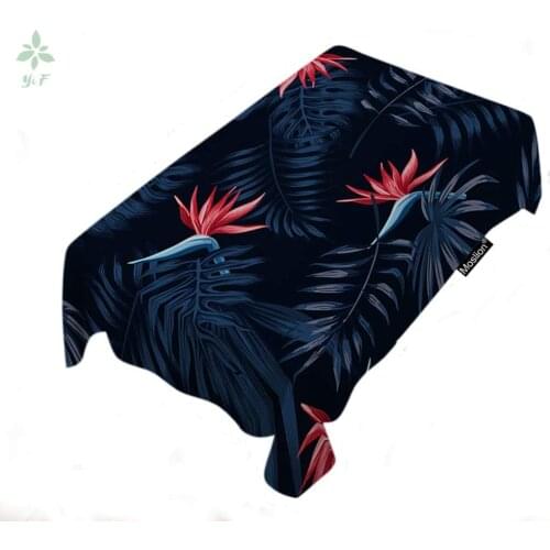 Moslion Leaf Tablecloth Home Decor Tropical Palm Tree Leaves Summer Flowers Bird Of Paradise Table Cover For Picnic Outdoor