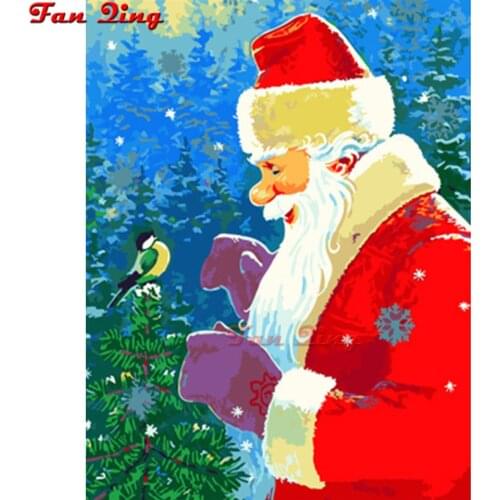 Christmas 5D Diamond Painting Santa Claus And the bird Rhinestones Pictures Diamond Art Kits Full Drill Cross Stitch Needlework