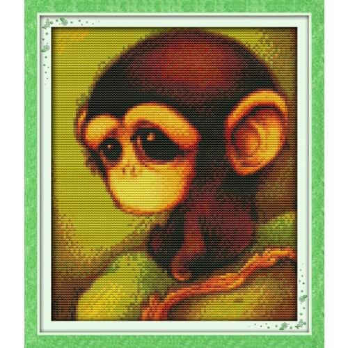 Monkey cross stitch kit 14ct 11ct pre stamped canvas embroidery DIY handmade needlework