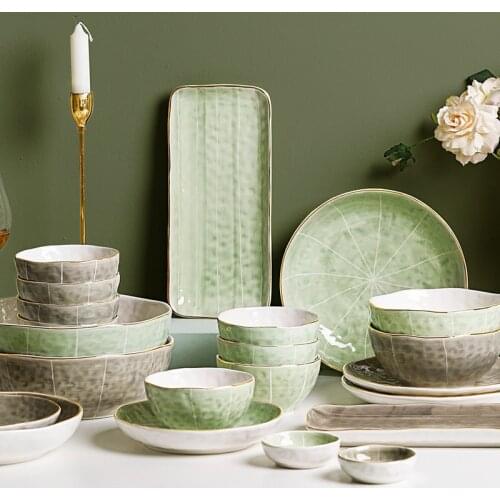 Japanese style Creative Ceramic Tableware Set Household Simplicity Breakfast Plate Western Food Plates Salad Bowl Pasta Plates