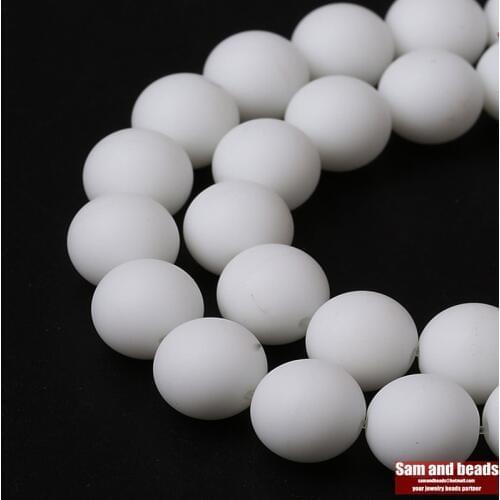Natural Stone White Dull Polish Matte Onyx Agata Round Beads 16"/Strand 4 6 8 10 12MM Pick Size No.WOB01