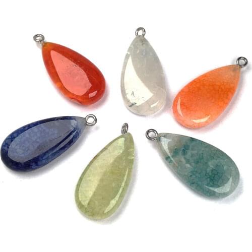 Wholesale Natural Stone Agates Pendant Water Drop Shape Necklace Pendants For DIY Charm Necklace Jewelry Making Size 12x32mm