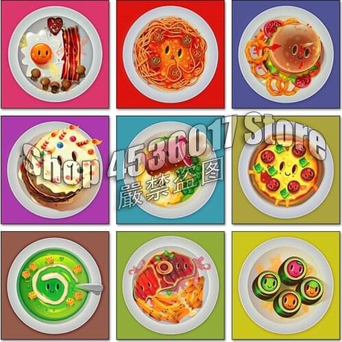 Posters Arts 5d Diy Diamond Painting Cross Stitch Embroidery Mosaic Full Rhinestone Gift Cute cartoon Food Wall Stickers Decor