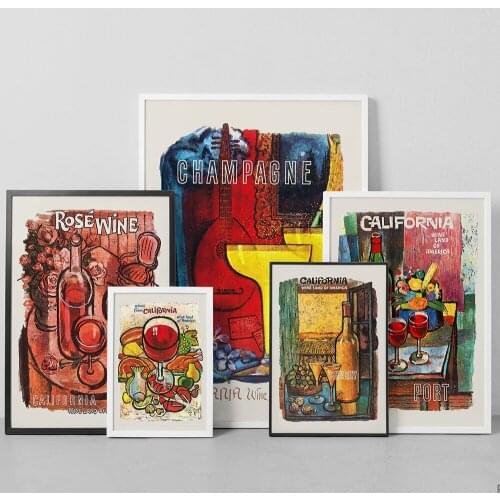 California Wine Poster And Print Travel Tourism Drink Canvas Painting Food Wall Art Picture Dining Room Restaurant Kitchen Decor