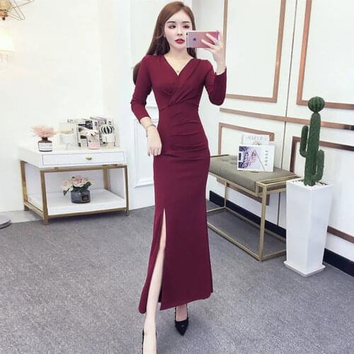 Sexy Dress Womens Long Sleeve Early Autumn New V-neck Woman Dresses Vestido De Mujer Femme Robe