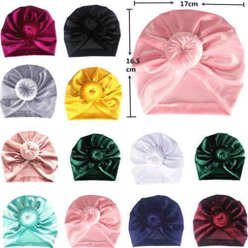 Baby Girl Hat Vintage Velvet Girls Turban Hats Children Cap Soft Beanie Cap Kids Girls Hat Toddler Baby Hats Newborn Caps 6M-4Y