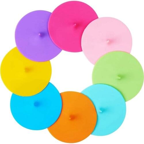 Silicone Cup Lids Drop Cup Cover 8 Set Anti-Dust Airtight Seal Mug Cover Silicone Drink Bowl Lids Hot Cup Lids