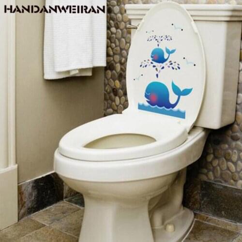 Blue whale toilet sticker, home refrigerator, 3D environmental protection waterproof sticker