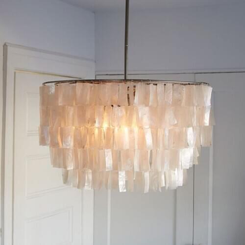 Nordic shell chandelier art fresh and romantic living room dining room bedroom room American retro light luxury lamp