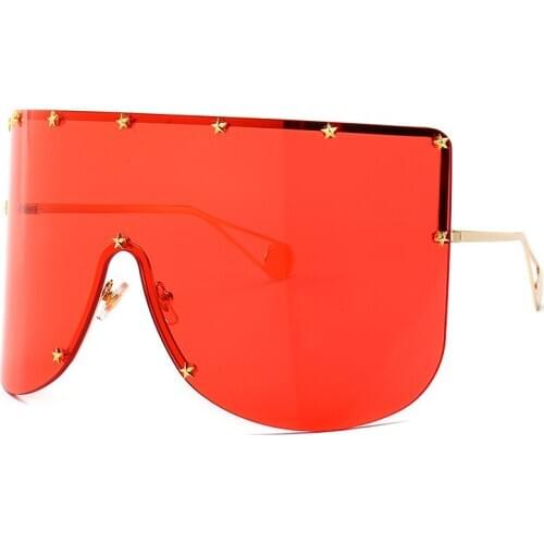 Huge Black Shield Sunglasses Trendy 2019 Women Luxury Star Decoration Sun Glasses Brand Designer Mask Style Summer Glasses