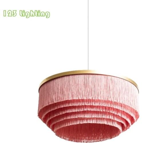 Nordic Hall Parlor LED Chandelier Pink Dark green Cloth Bedroom Hanging Light Fixtures Luminaire Suspension Home Pendant lamp