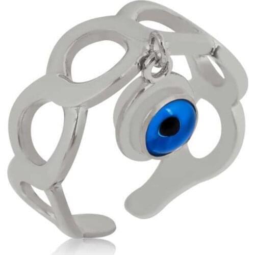 Tevuli 925 Sterling Silver Adjustable Evil Eye Lady 'S Ring