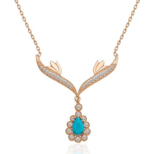 Tevuli 925 Sterling Silver Turquoise Stone Locket Lady Necklace