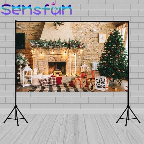 Fireplace Decoration Custom Children Party Brick Wall Home Studio Christmas Backdrop for Photography Background Photo Studio