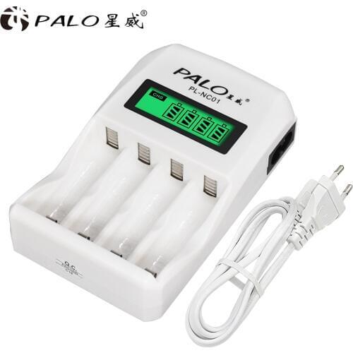 PALO Hot sale Fast LCD Display AA/AAA Battery charger NI-MH NI-CD Rechargeable AA AAA battery Intelligent unniversal charger