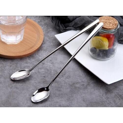 1PC 22.2cm Long Handled 304 Stainless Steel Coffee Spoon Ice Cream Dessert Tea Spoon For Picnic Kitchen Accessories PM 022