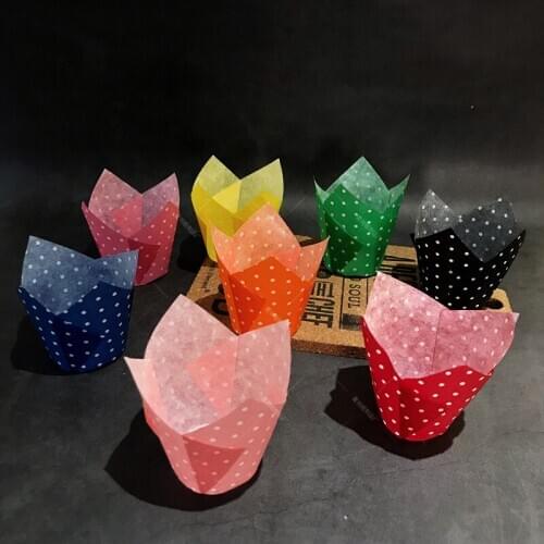 10/50pcs Tulip Flower Cupcake Liner Baking Cup For Wedding Party Tulip Muffin Cupcake Paper Cup Caissettes Oilproof Cake Wrapper