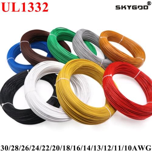10M UL1332 PTFE Wire 28/26/24/22/20/18/16/14/13/12AWG FEP Plastic Insulated High Temperature Electron Cable 300V